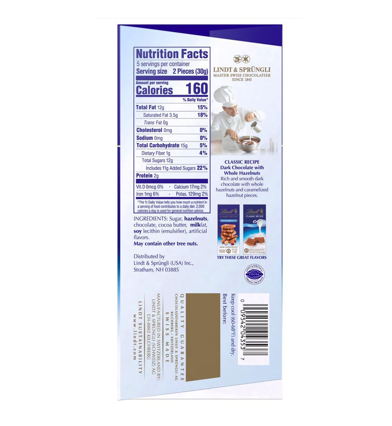 Lindt Classic Recipe Dark Chocolate Whole Hazelnut Candy Bar Shop Candy at HEB