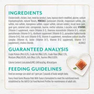 Fancy Feast Purina Gems Pate Cat Food Mousse - Tuna and a Halo of Savory Gravy, 4 oz