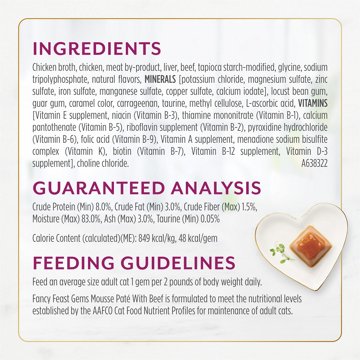Fancy Feast Purina Gems Pate Cat Food Mousse - Beef and a Halo of Savory Gravy