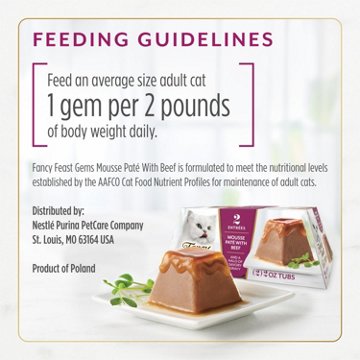 Fancy Feast Purina Gems Pate Cat Food Mousse - Beef and a Halo of Savory Gravy