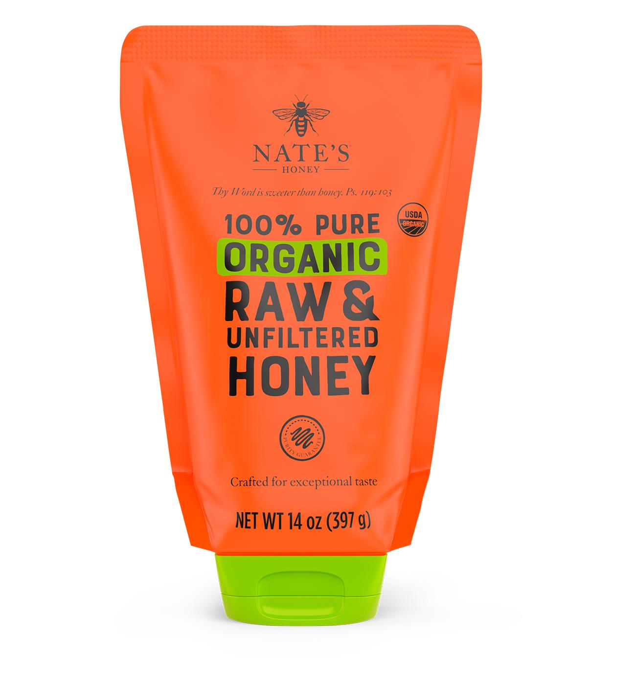 Nate's Honey 100% Pure Organic Raw Unfiltered Honey Pouch; image 1 of 2