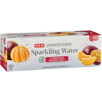 H-E-B Unsweetened Clementine Passion Fruit Sparkling Water 12 pk Cans