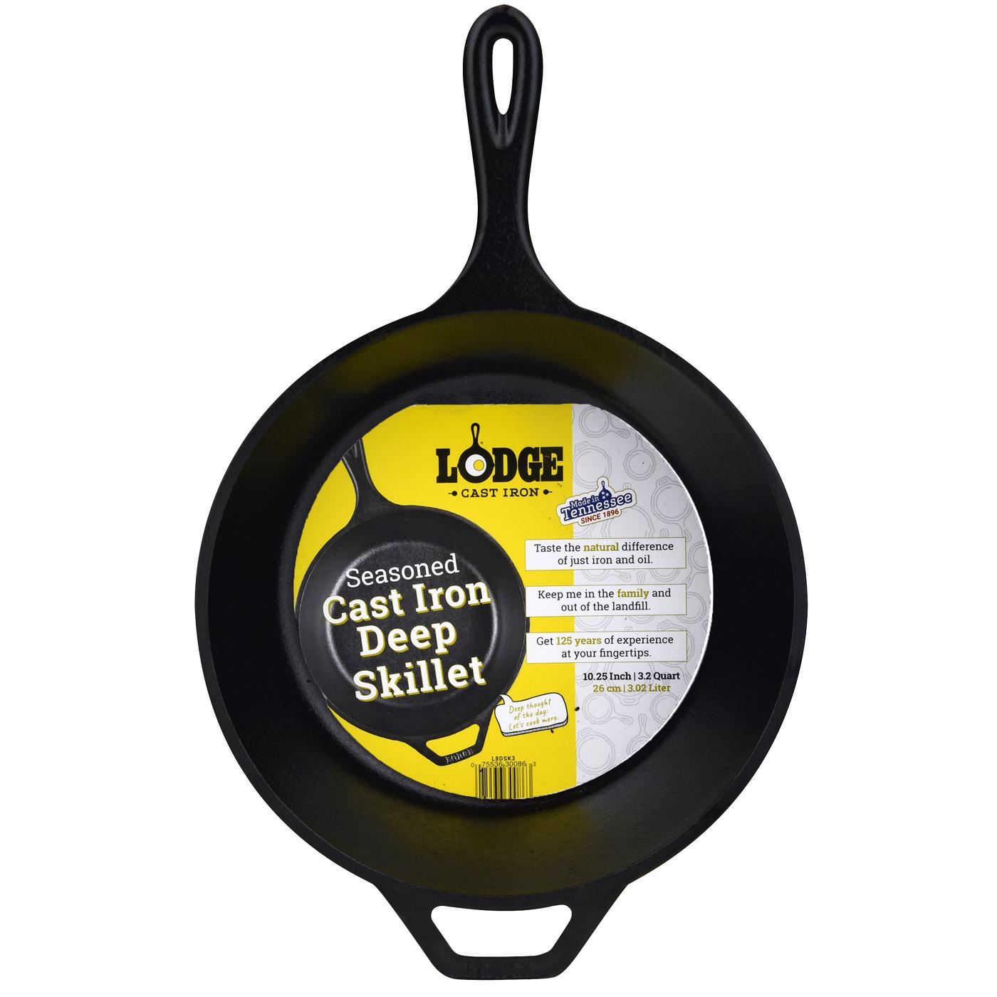 Lodge Deep Skillet, Cast Iron, Seasoned