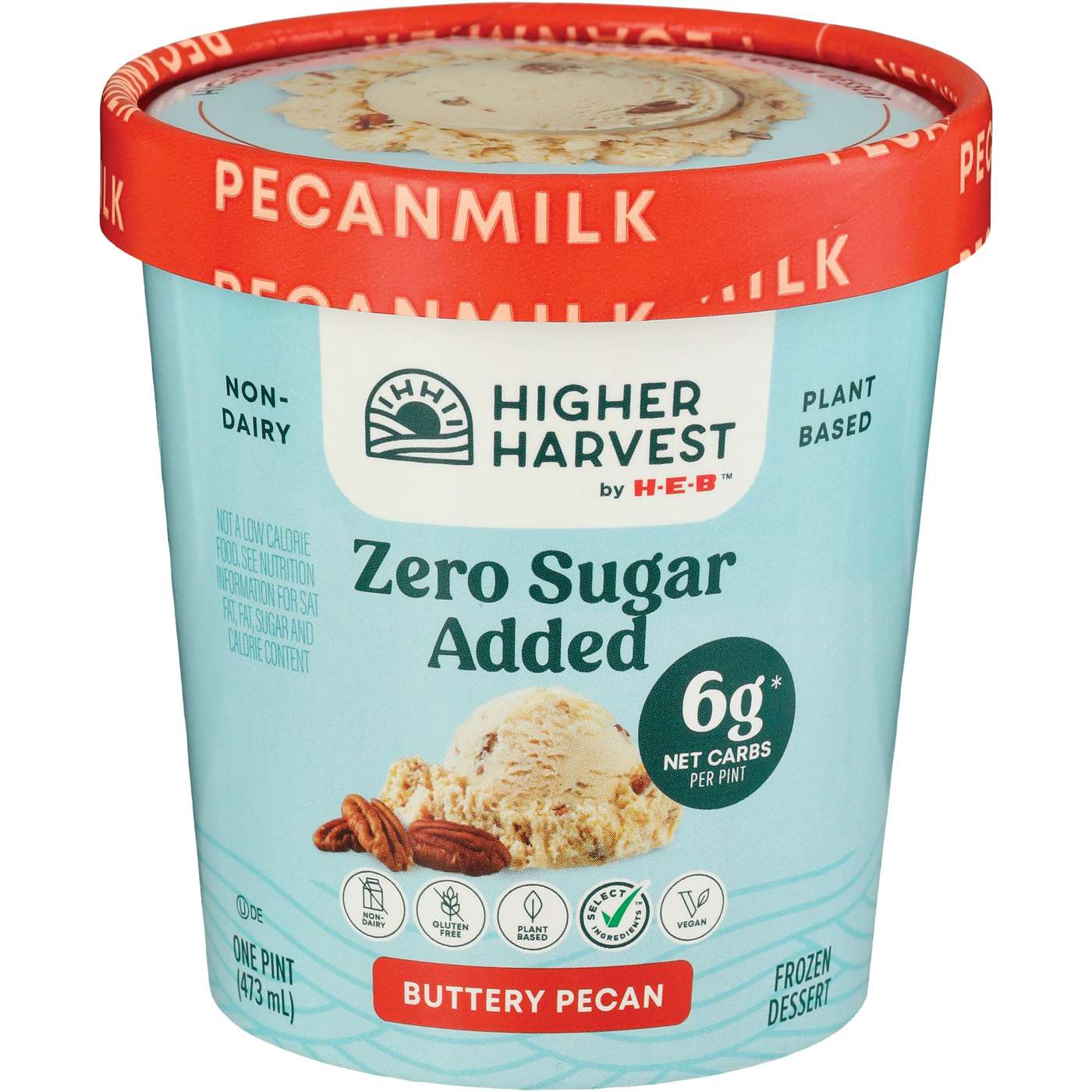 Higher Harvest by H-E-B Zero Sugar Added Non-Dairy Frozen Dessert - Buttery Pecan; image 1 of 2