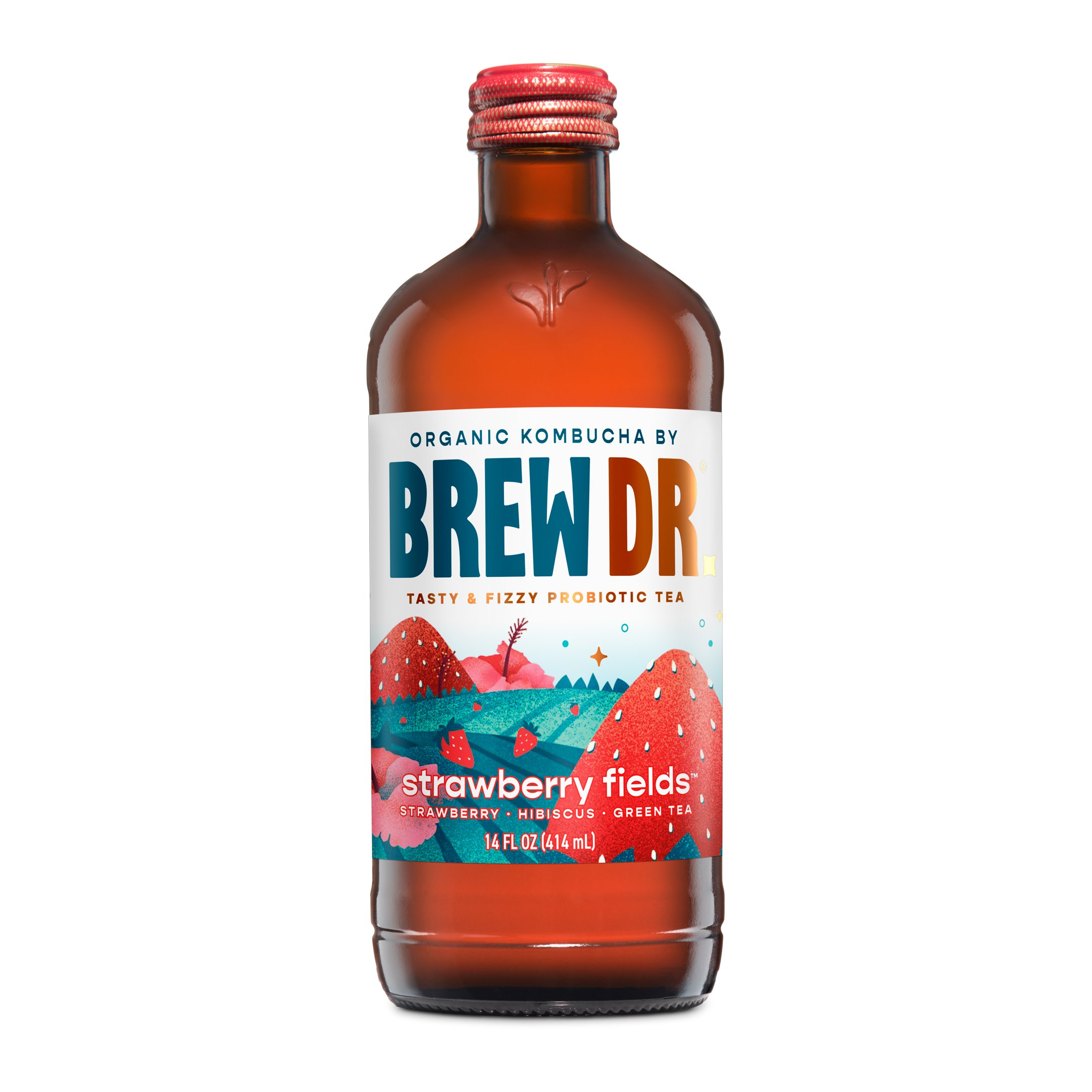 Brew Dr. Strawberry Fields Organic Kombucha, 14 oz