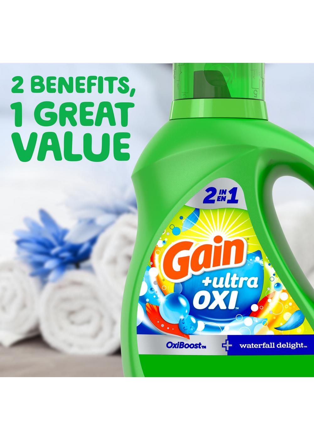 Gain + Ultra Oxi HE Liquid Laundry Detergent, 107 Loads - Waterfall Delight; image 4 of 7