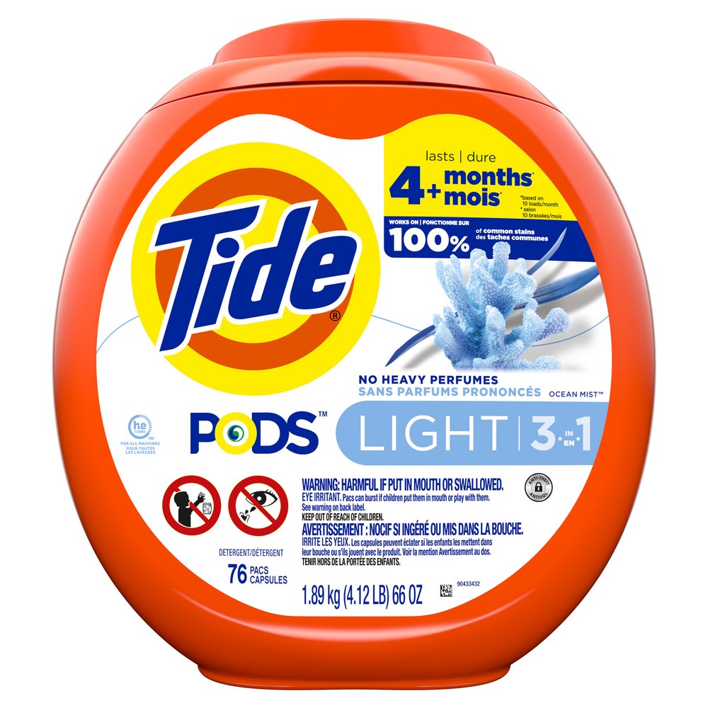 Tide PODS Light Ocean Mist HE Laundry Detergent Pacs Shop Detergent 