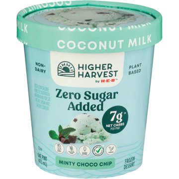 Higher Harvest by H-E-B Zero Sugar Added Minty Choco Chip Non-Dairy Frozen Dessert