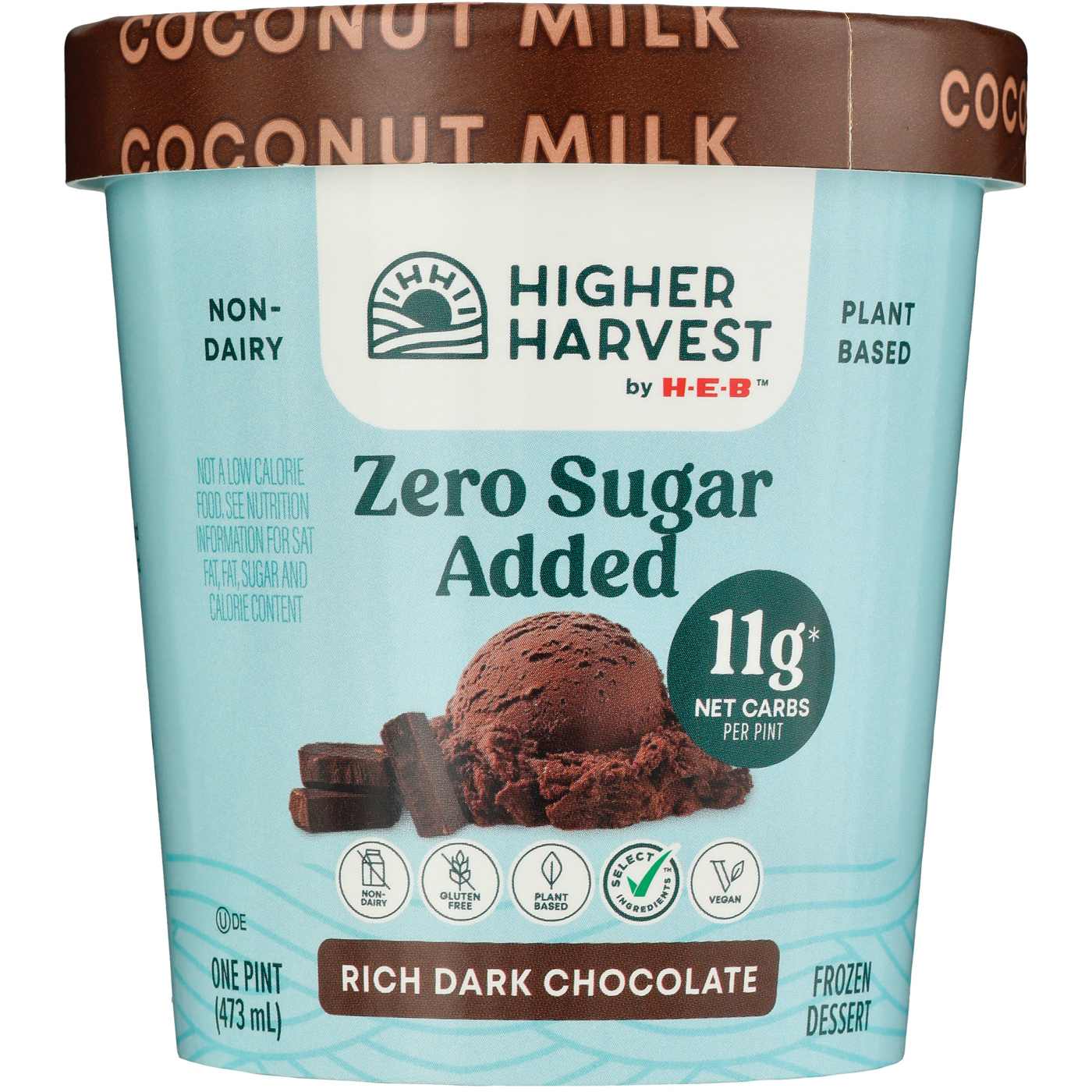 Higher Harvest by H-E-B Zero Sugar Added Non-Dairy Frozen Dessert – Rich Dark Chocolate; image 2 of 2