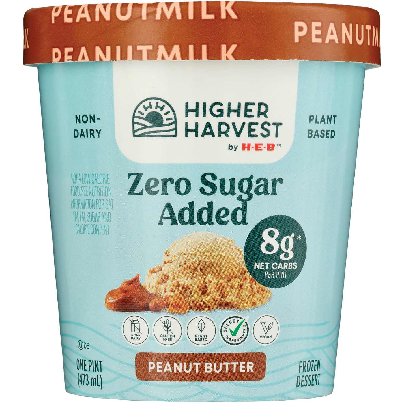 Higher Harvest by H-E-B Zero Sugar Added Non-Dairy Frozen Dessert - Peanut Butter; image 2 of 2