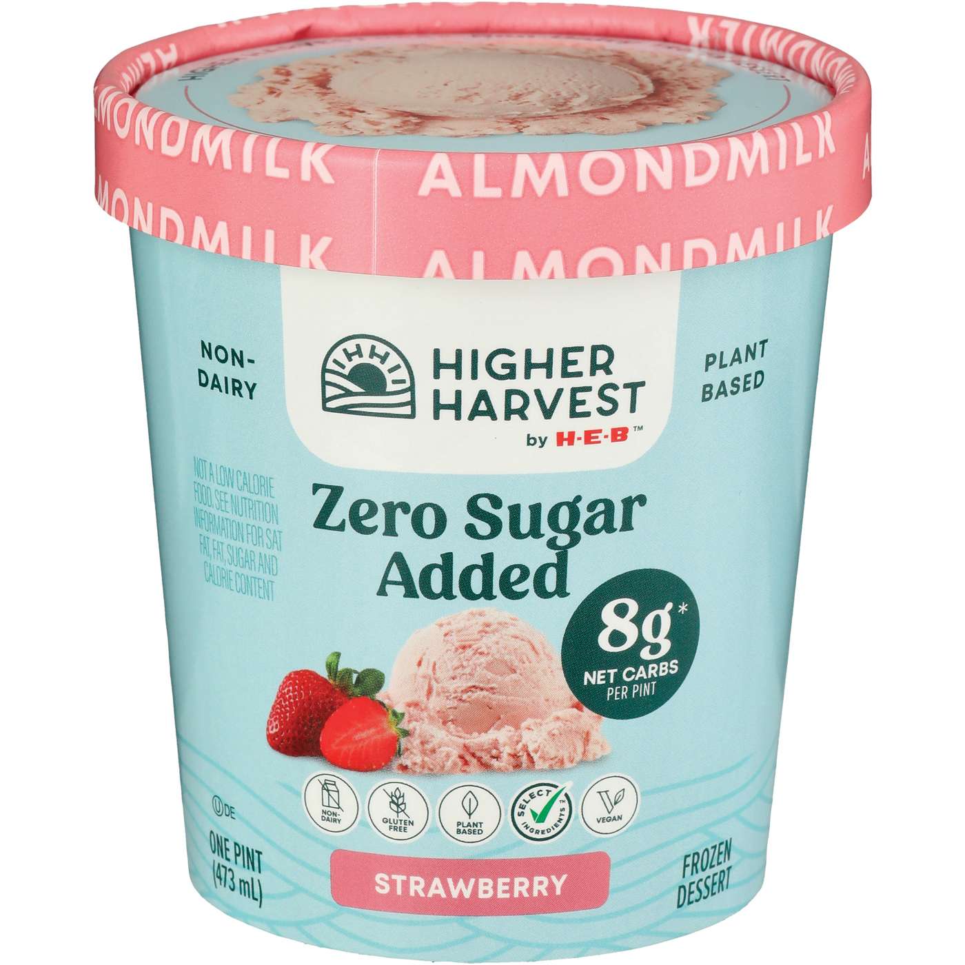 Higher Harvest by H-E-B Zero Sugar Added Non-Dairy Frozen Dessert – Strawberry; image 1 of 2