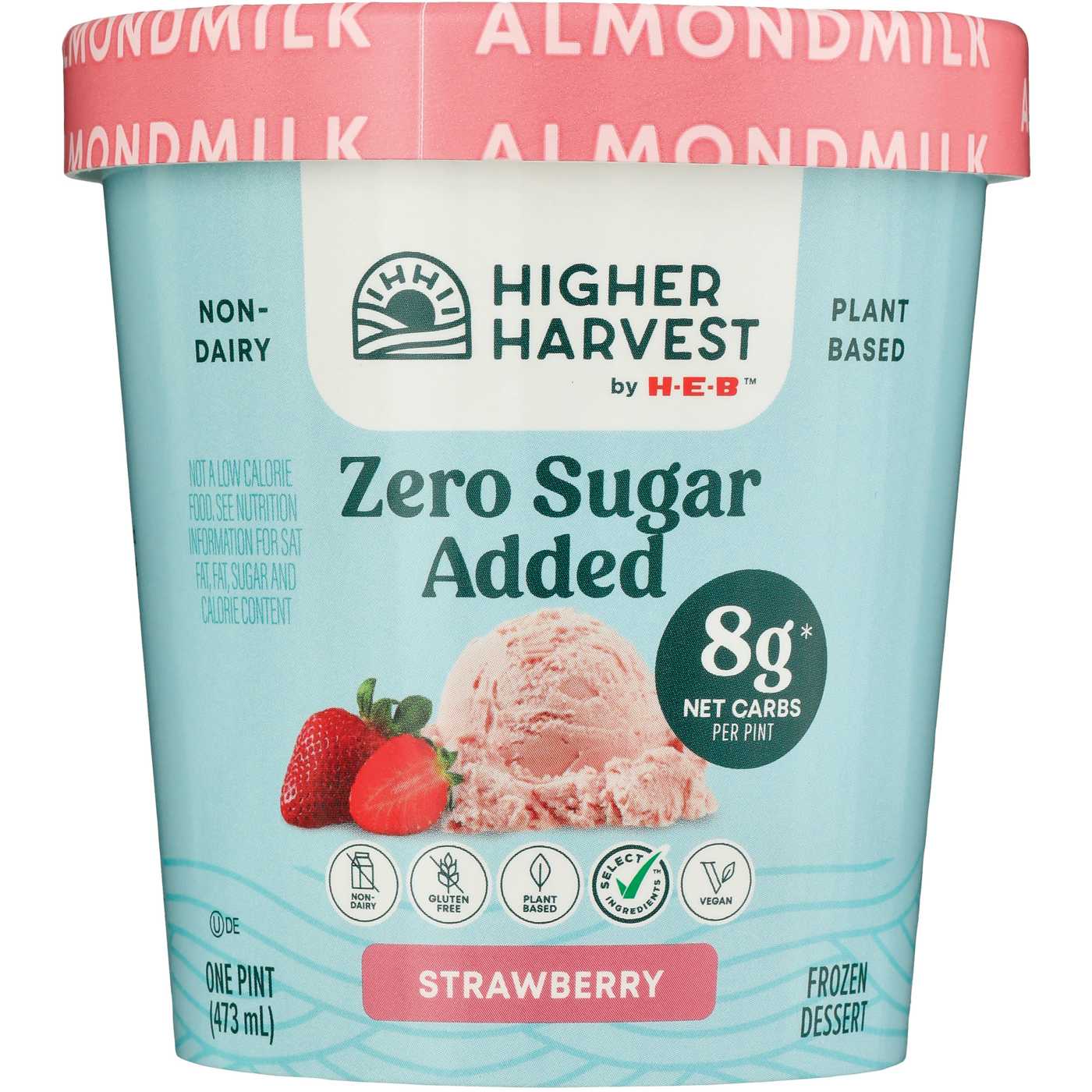 Higher Harvest by H-E-B Zero Sugar Added Non-Dairy Frozen Dessert – Strawberry; image 2 of 2