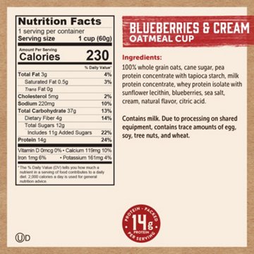 Kodiak 14g Protein Oatmeal Power Cup - Blueberries & Cream