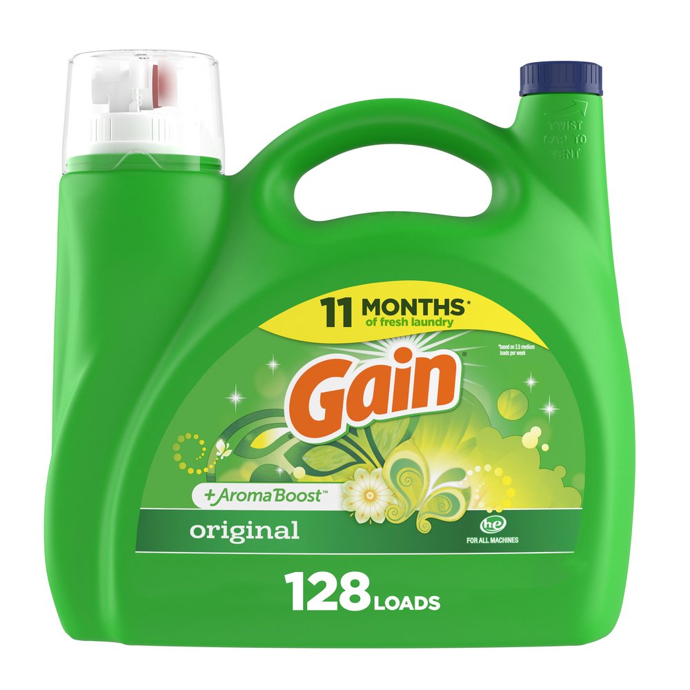 Gain + Aroma Boost HE Liquid Laundry Detergent, 128 Loads Original