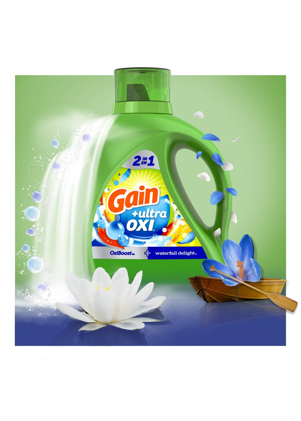 Gain + Ultra Oxi Boost HE Liquid Laundry Detergent, 128 Loads - Waterfall Delight; image 4 of 8