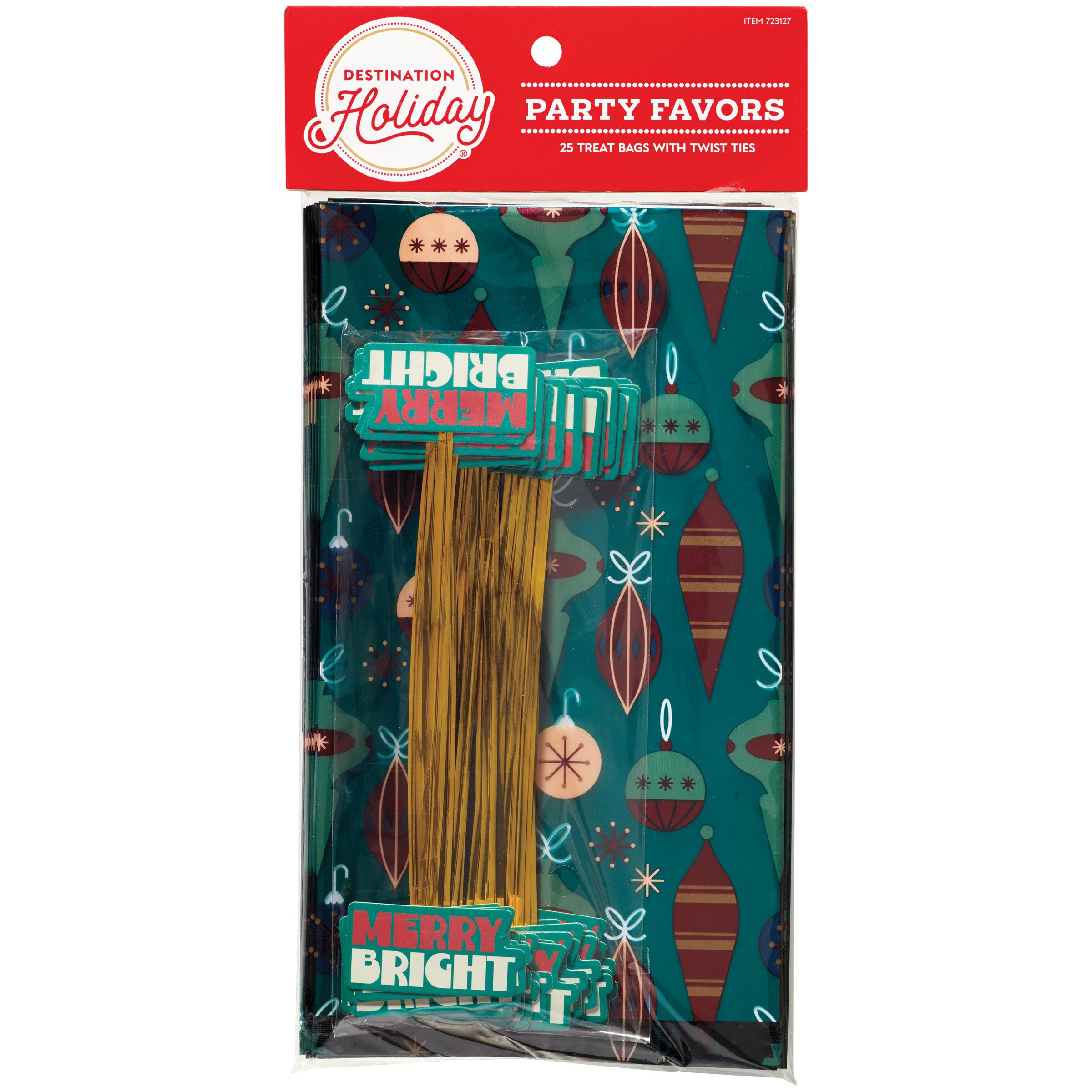 Destination Holiday Christmas Ornaments Treat Bags with Twist Ties