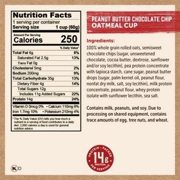 Kodiak 14g Protein Oatmeal Power Cup - Peanut Butter Chocolate Chip, 2.12 oz