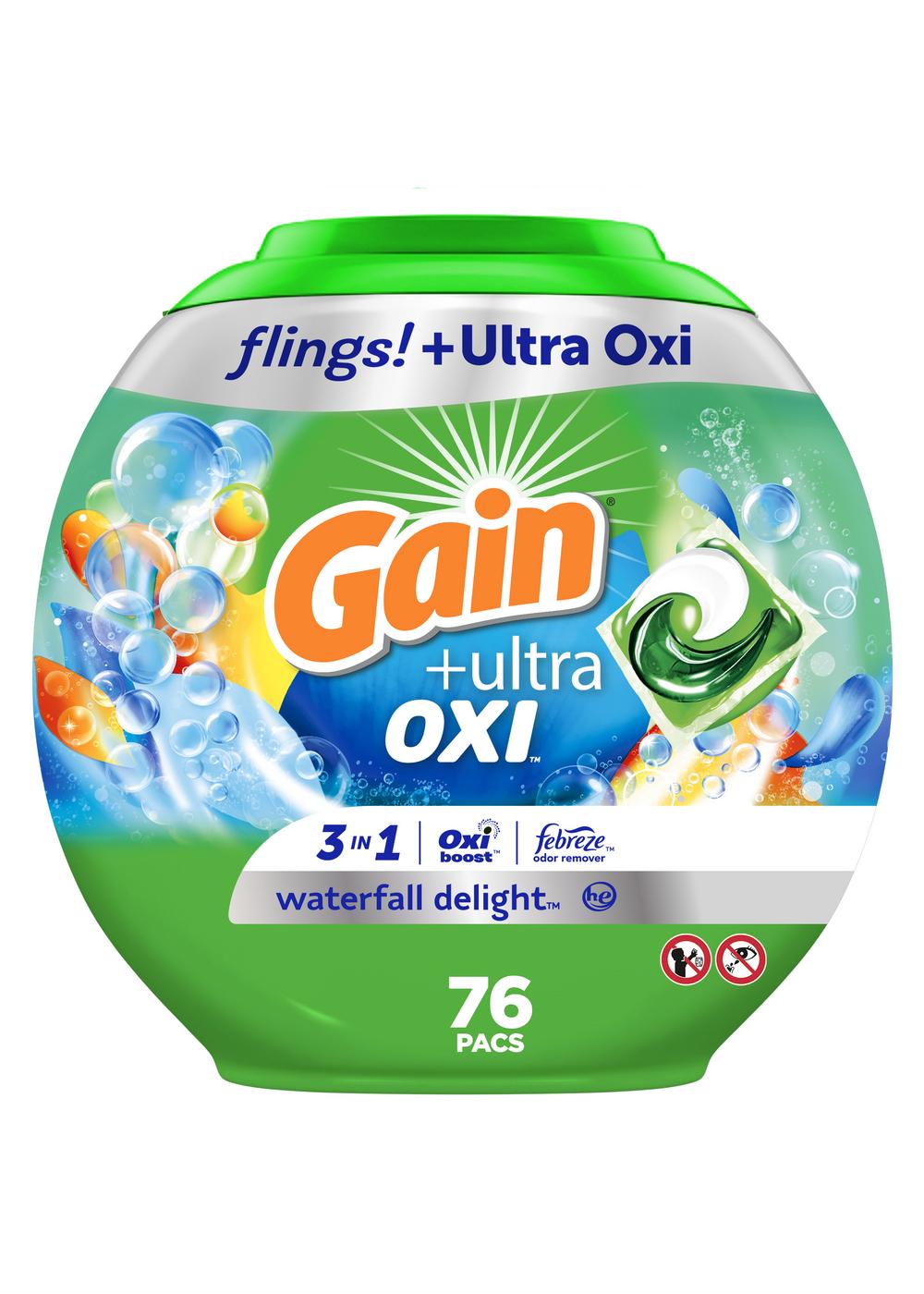 Gain Flings! Ultra Oxi Waterfall Delight HE Laundry Detergent Pacs; image 7 of 11