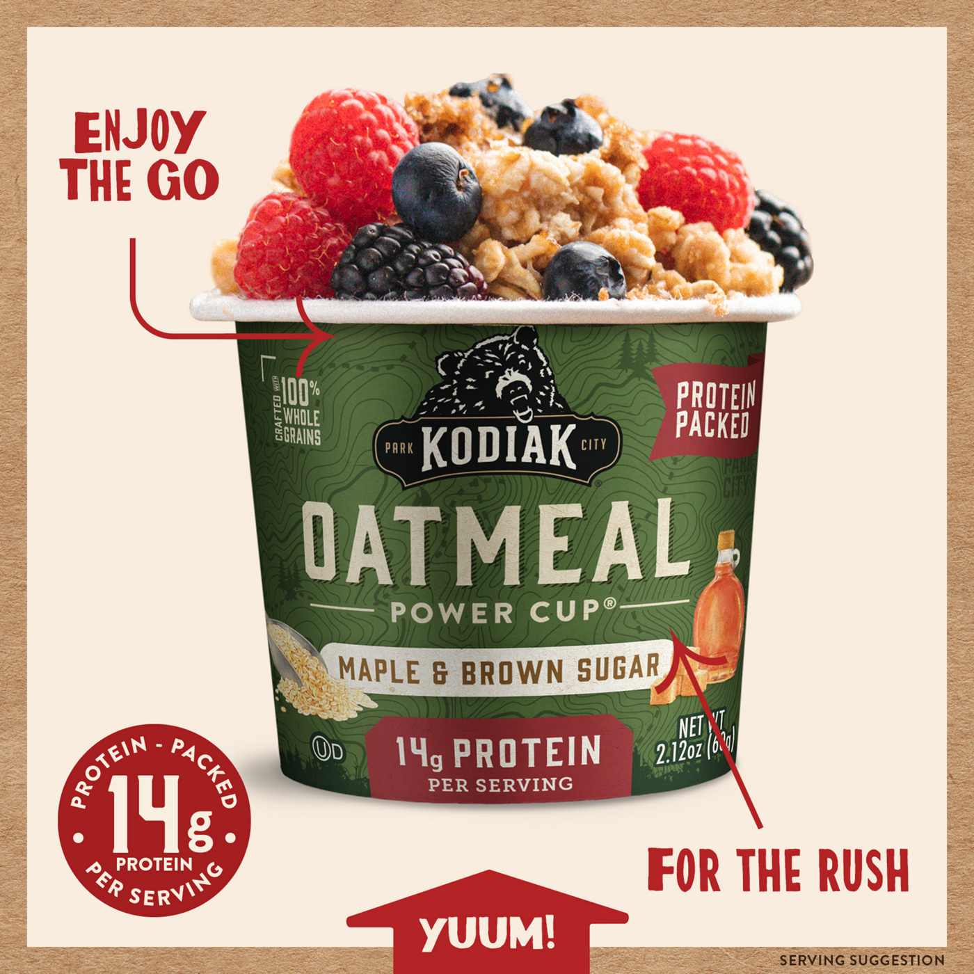 Kodiak 14g Protein Oatmeal Power Cup - Maple & Brown Sugar; image 3 of 3