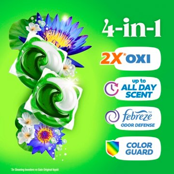 Gain Flings Liquid Washing Detergent Pacs - Waterfall Delight Scent