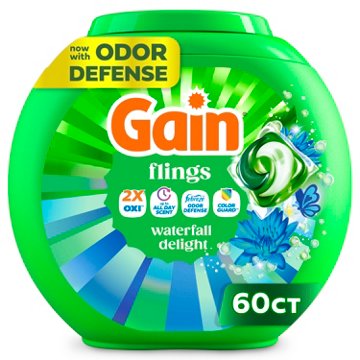 Gain Flings Liquid Washing Detergent Pacs - Waterfall Delight Scent