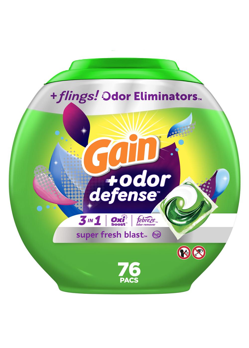 Gain Flings! Odor Defense Super Fresh Blast HE Laundry Detergent Pacs; image 8 of 9