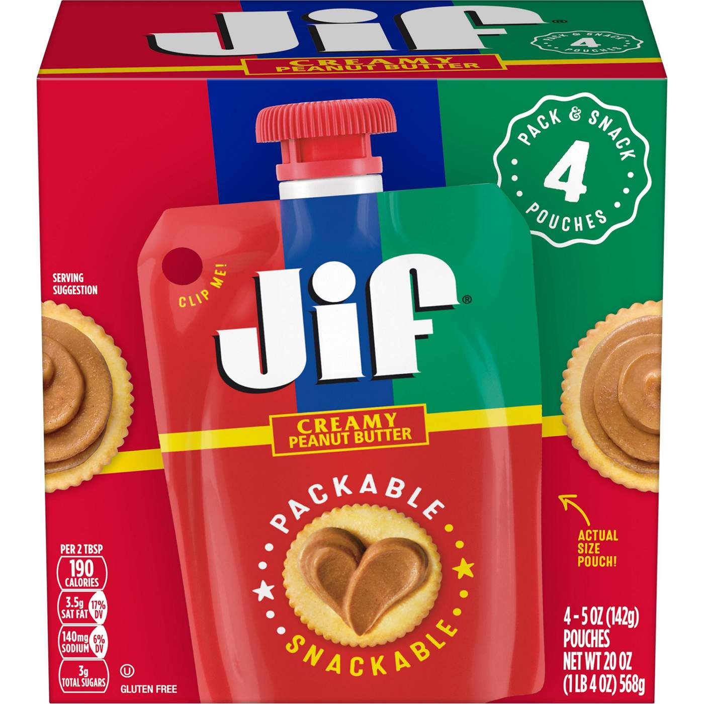 Jif Creamy Peanut Butter Pack & Snack 4 ct Pouches; image 1 of 6