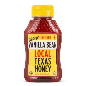 Kelley's Vanilla Bean Infused Local Texas Honey, 12 oz