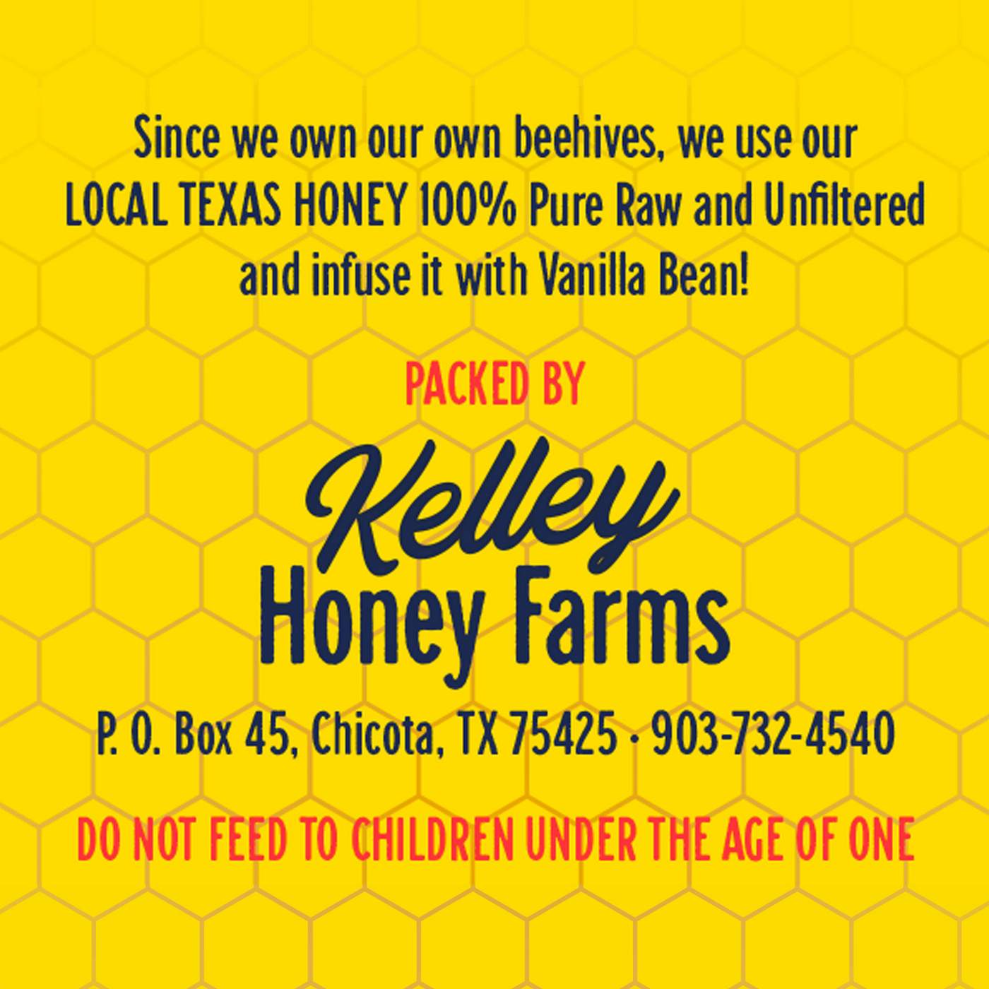 Kelley's Honey Vanilla Bean Infused Local Texas Honey; image 3 of 5