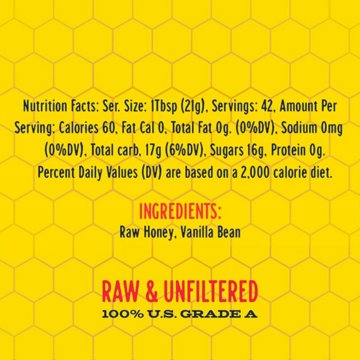 Kelley's Vanilla Bean Infused Local Texas Honey, 12 oz