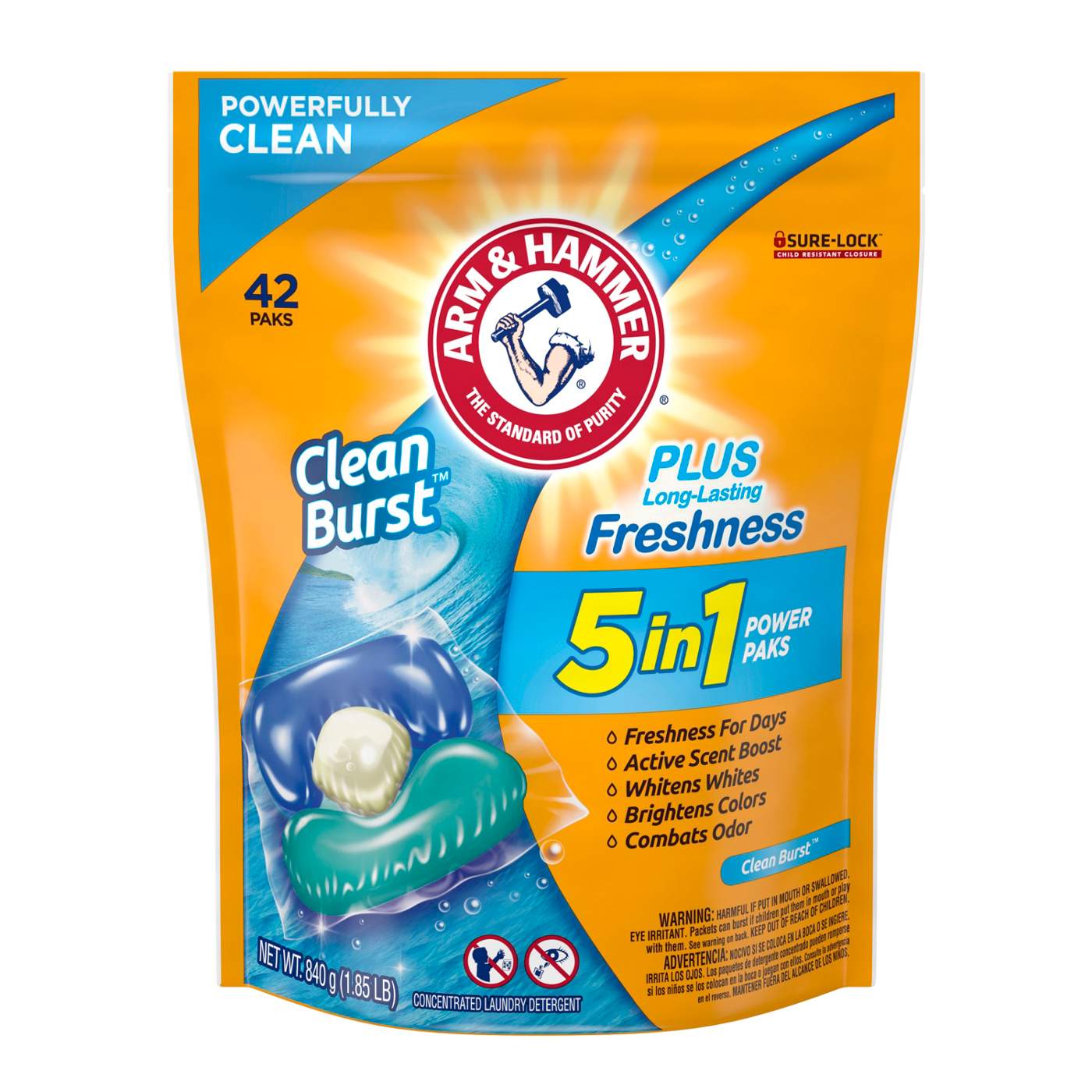 Arm & Hammer 5 In 1 Power Paks Clean Burst HE Laundry Detergent Pacs