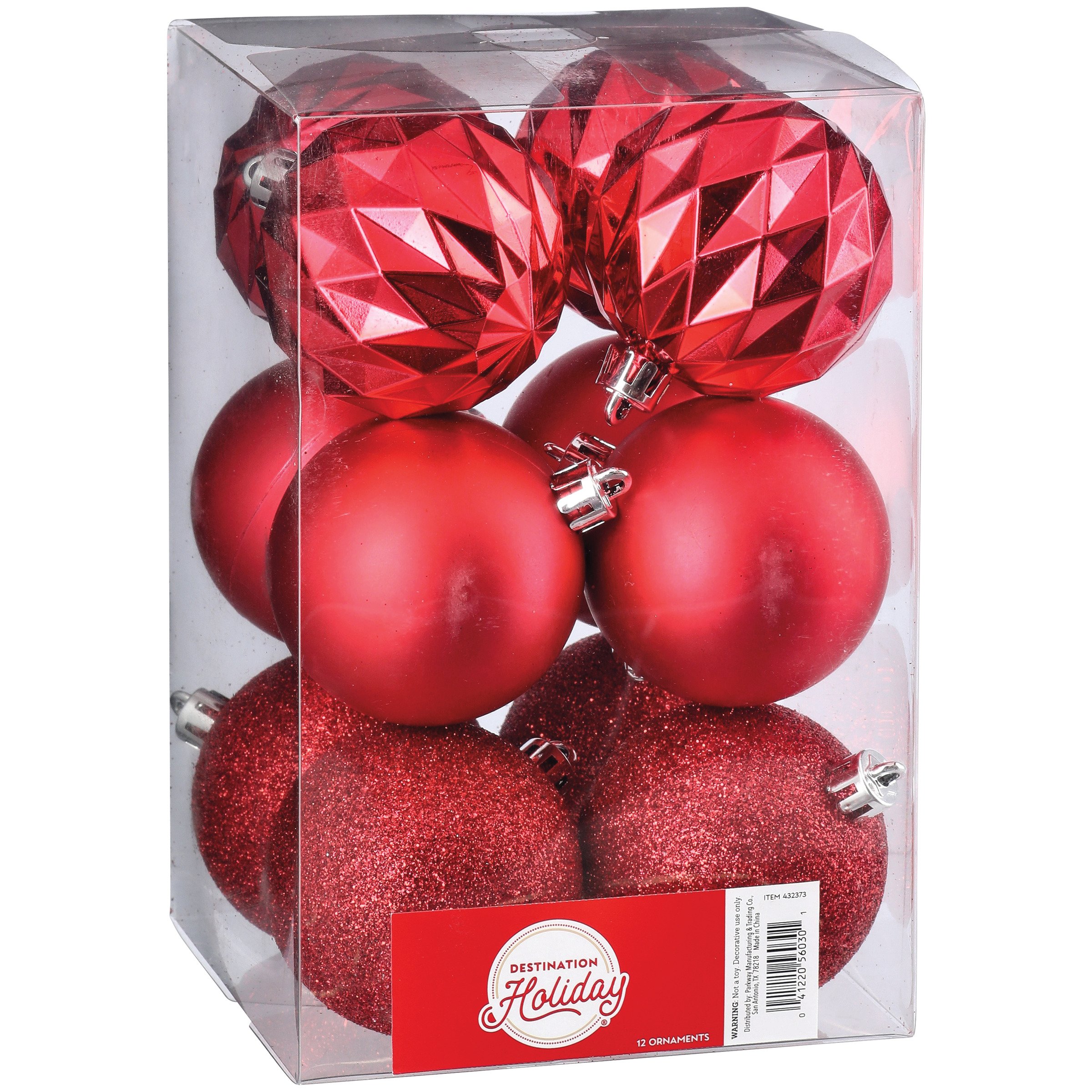 Mini Red 45-Count Shatterproof Ornament Set