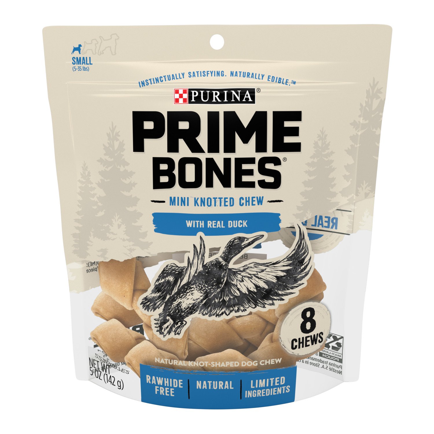 Prime Purina Prime Bones Mini Knotted Chews Rawhide Free, Natural Dog
