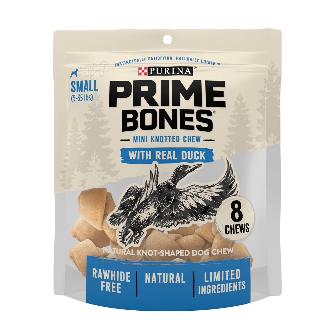 Prime Purina Prime Bones Mini Knotted Chews Rawhide Free, Natural Dog Treats With Real Duck; image 1 of 7