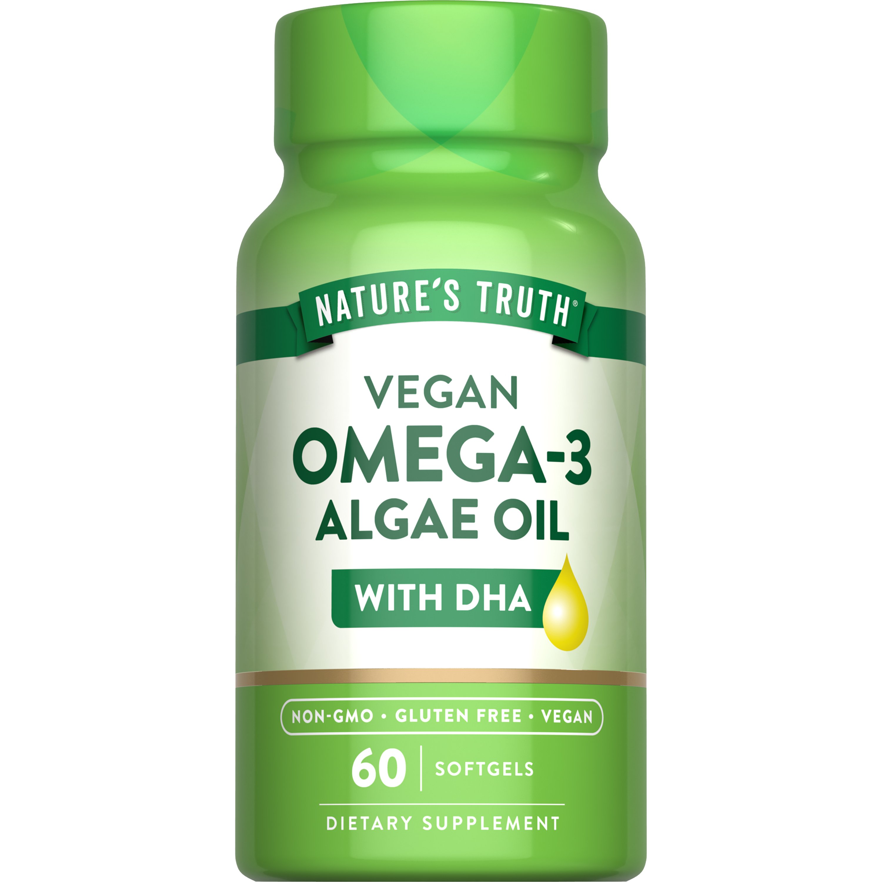 Nature's Truth Vegan Omega-3 Algae Oil & DHA Softgels, 60 ct