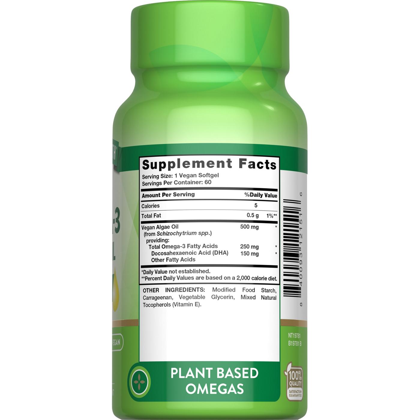 Nature's Truth Vegan Omega-3 Algae Oil & DHA Softgels; image 3 of 4