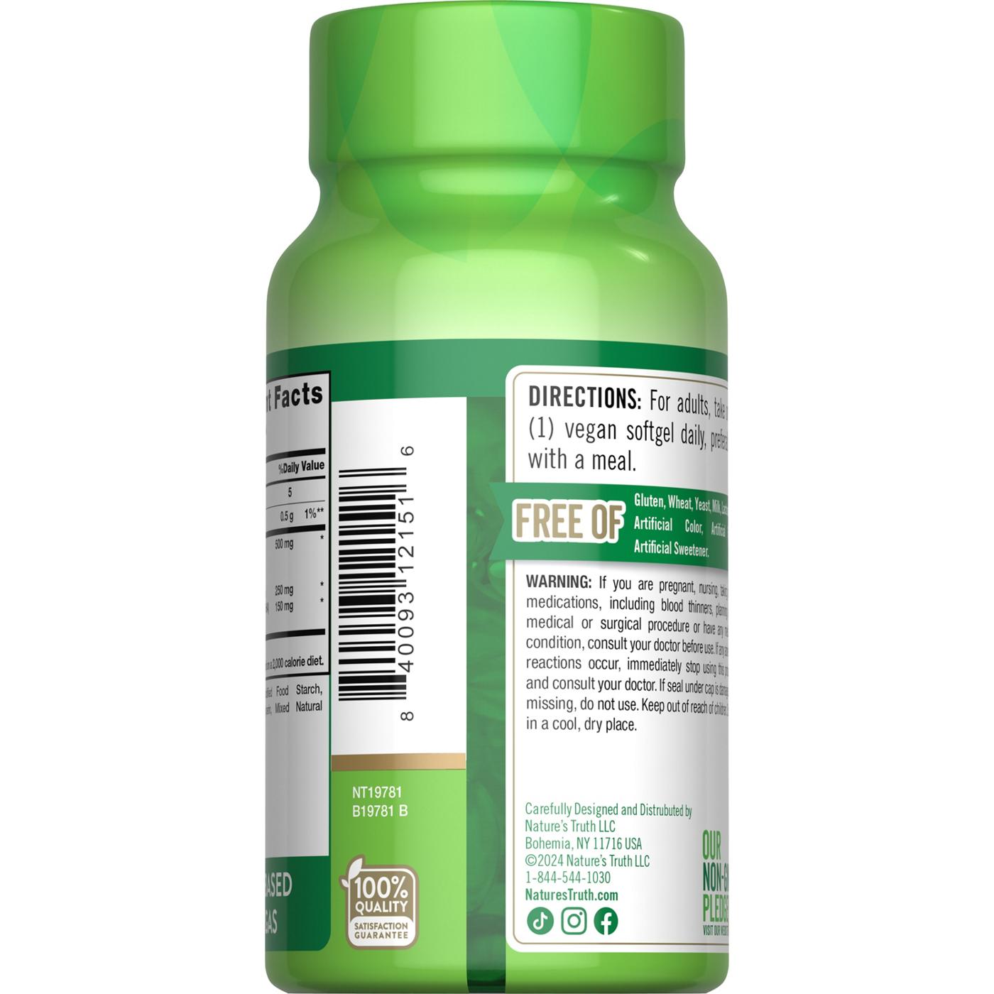 Nature's Truth Vegan Omega-3 Algae Oil & DHA Softgels; image 4 of 4