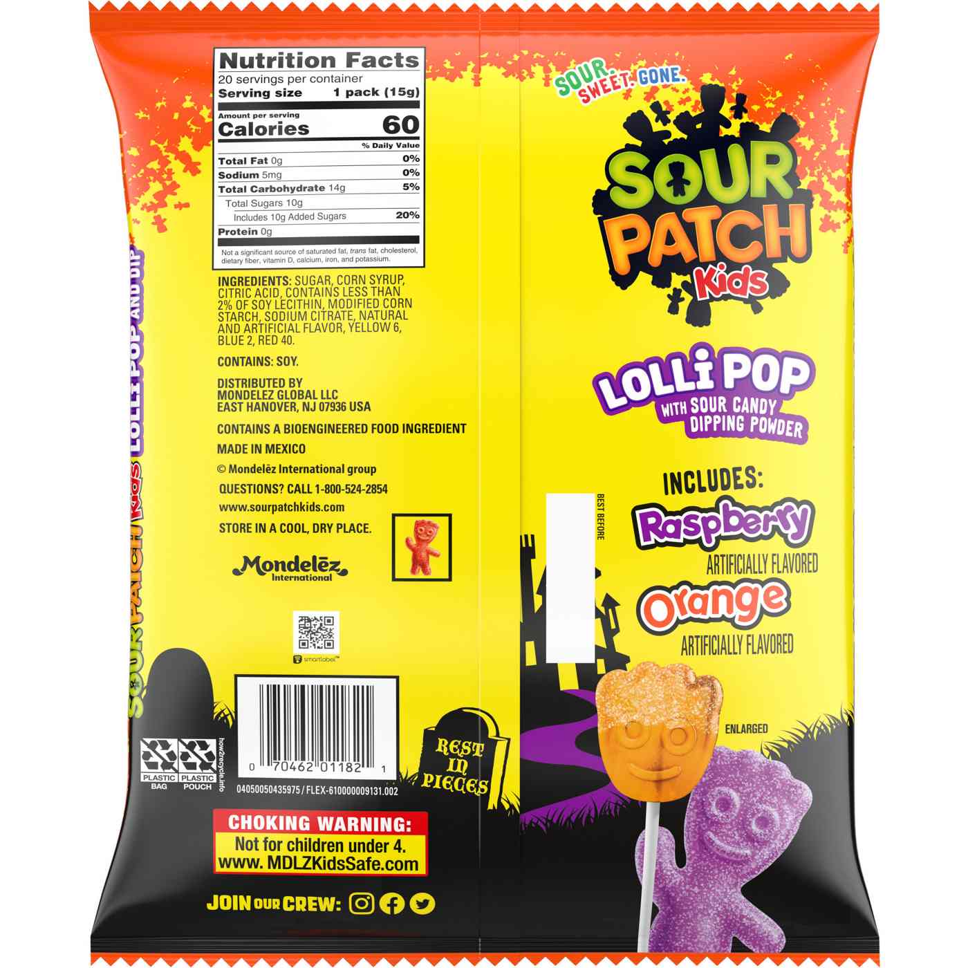 Sour Patch Kids Lollipops with Sour Dipping Powder Halloween Candy; image 2 of 3