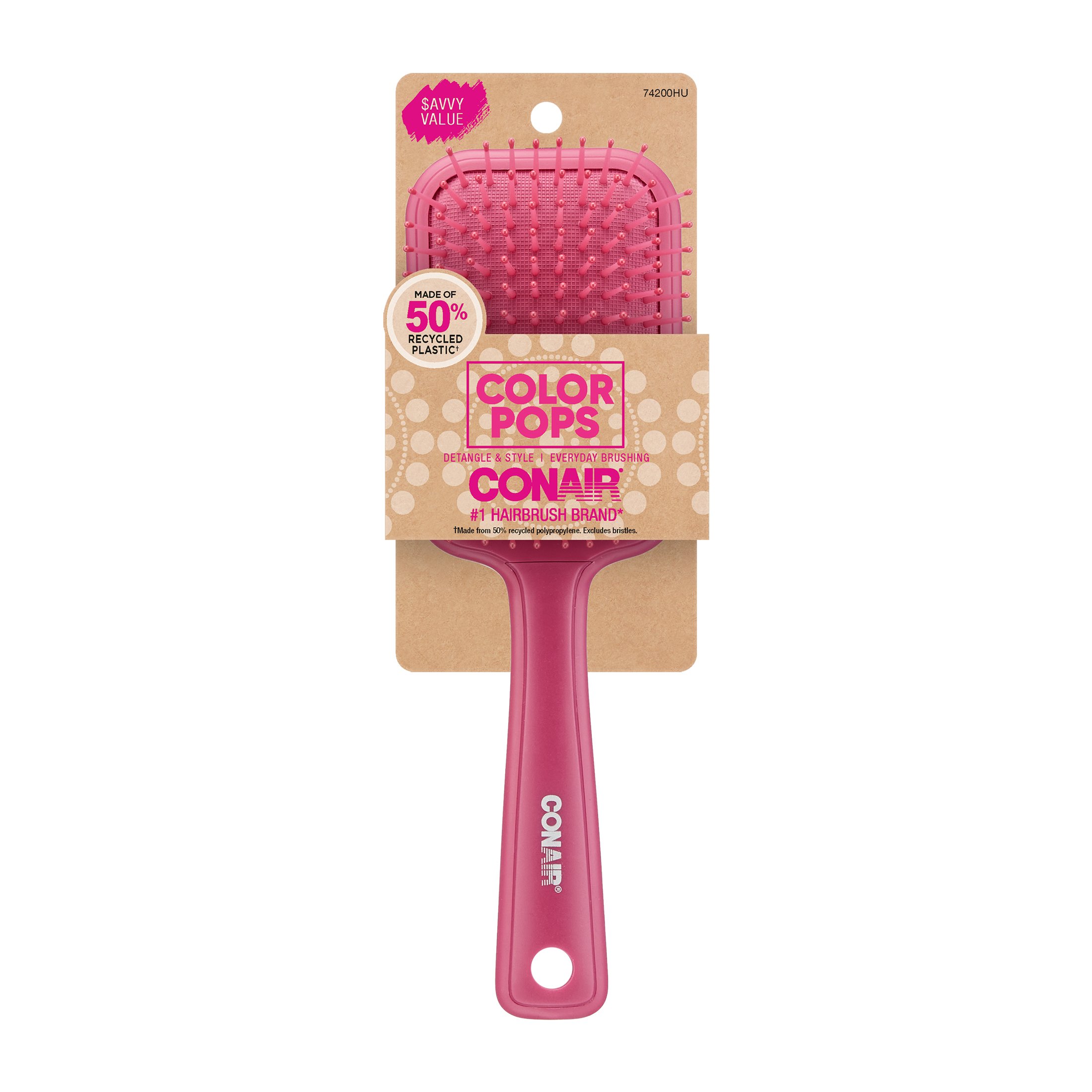 Conair Color Pops Paddle Hairbrush Coral Shop Brushes & combs at HEB