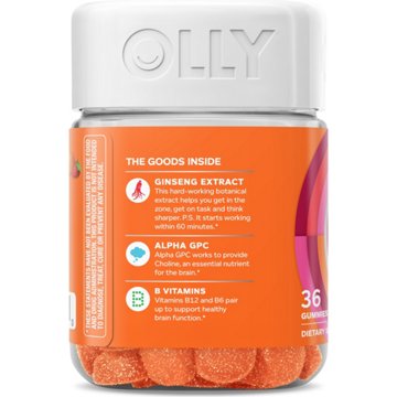 OLLY Laser Focus Ginseng, Alpha GPC & Vitamin B Cognitive Support Gummies - Berry Tangerine