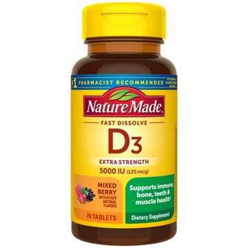 Nature Made Fast Dissolve Vitamin D3 Tablets - 5000 IU, 70 ct