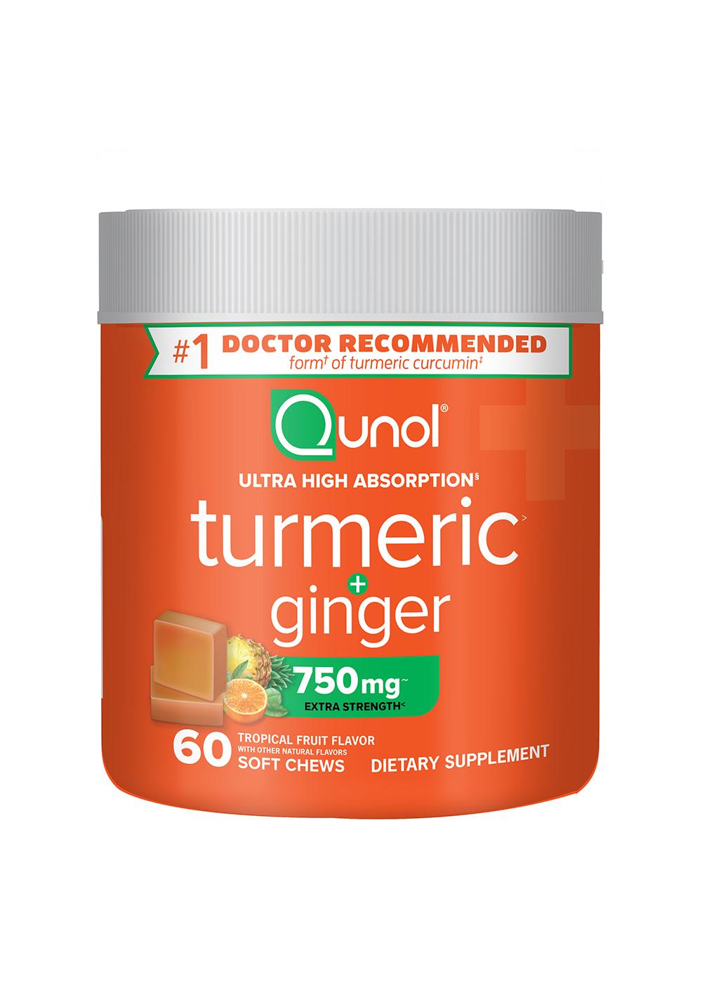 Qunol Turmeric + Ginger Soft Chews Tropical Fruit Shop Diet