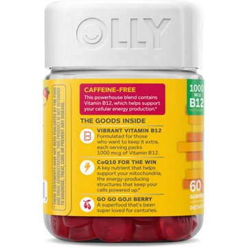 OLLY Extra Strength Daily Energy CoQ10 & B12 Caffeine Free Gummies - Berry Yuzu, 60 ct