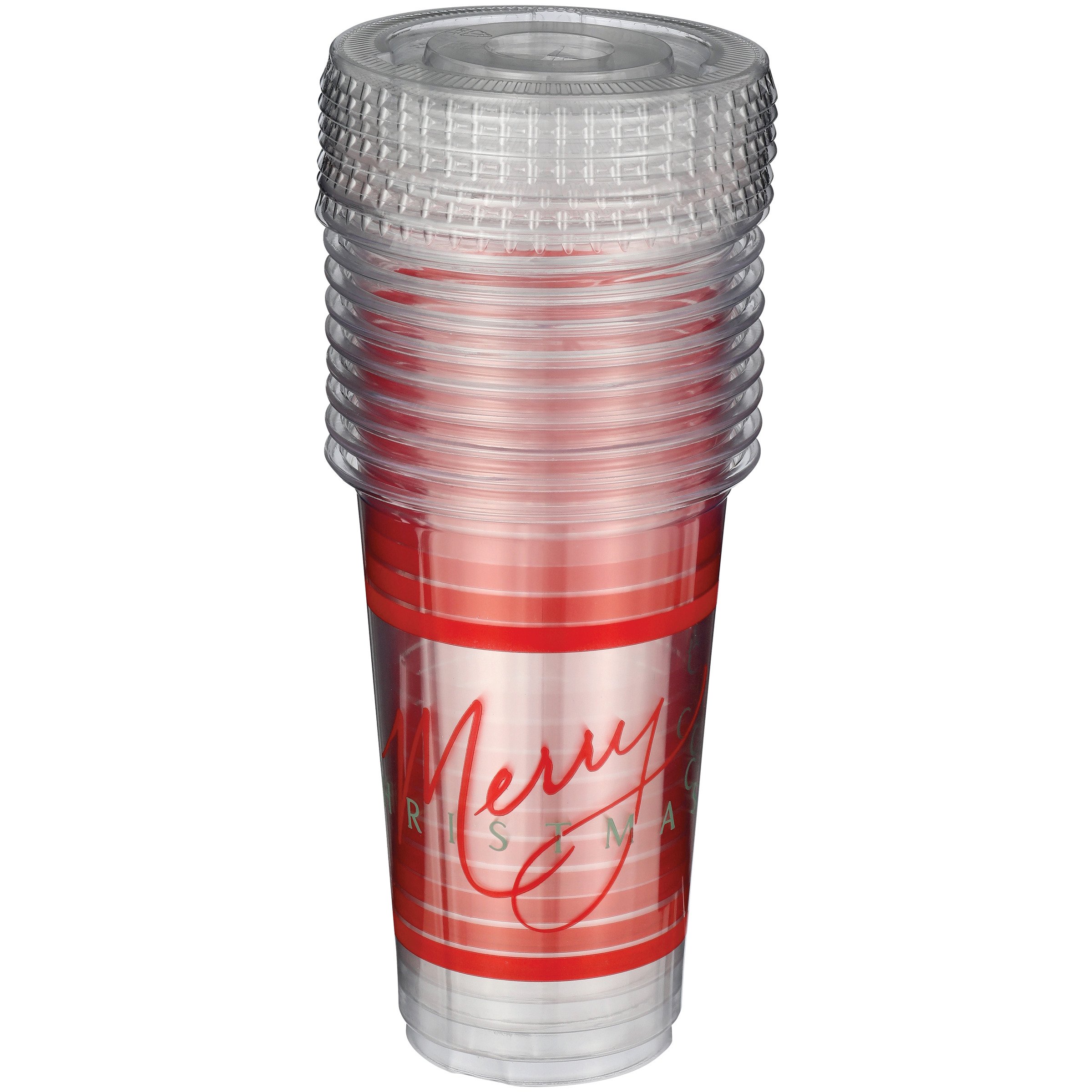 Destination Holiday Merry Christmas Plastic Cups with Lids Shop Party