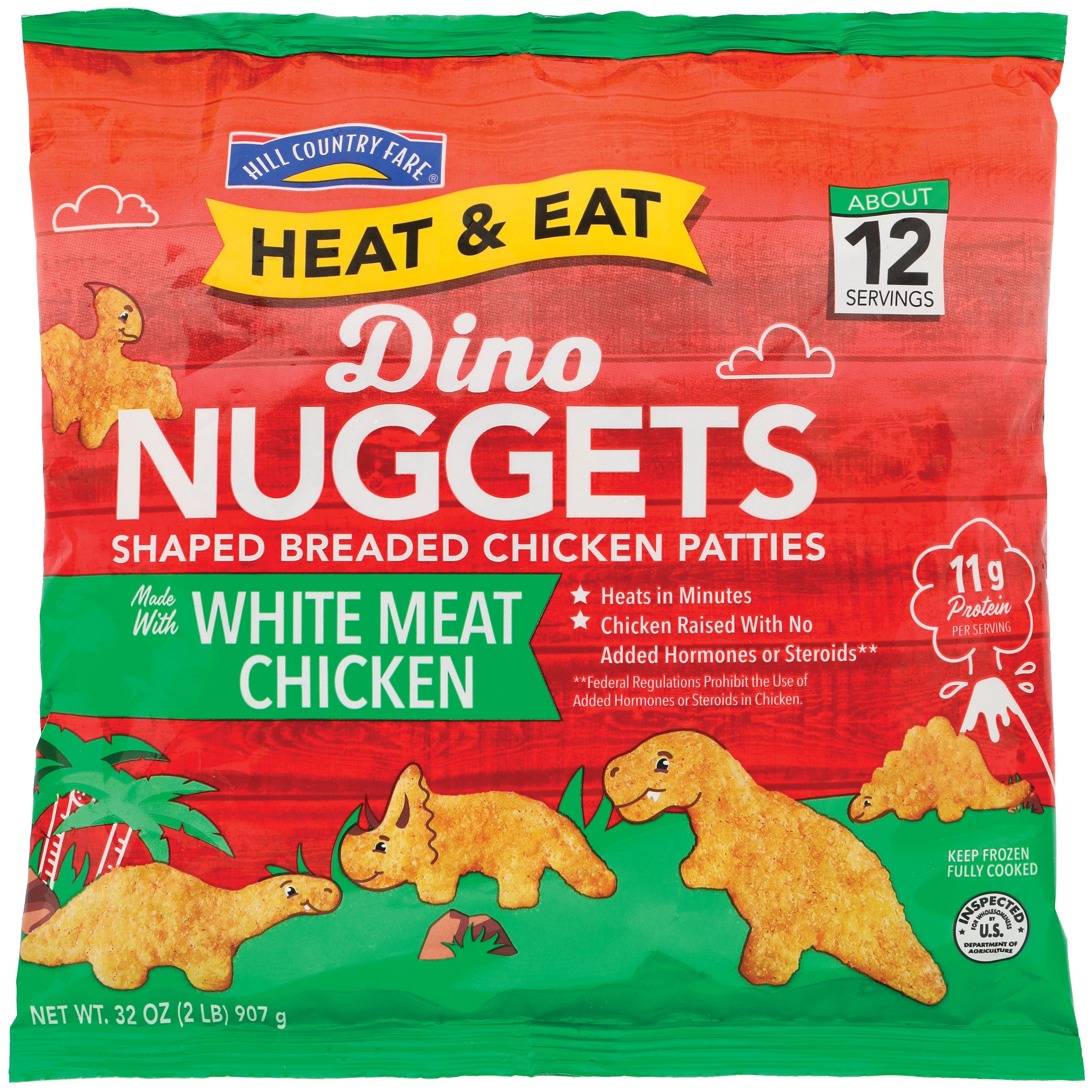 Hill Country Fare Heat & Eat Frozen Dino Chicken Nuggets, 2 lbs