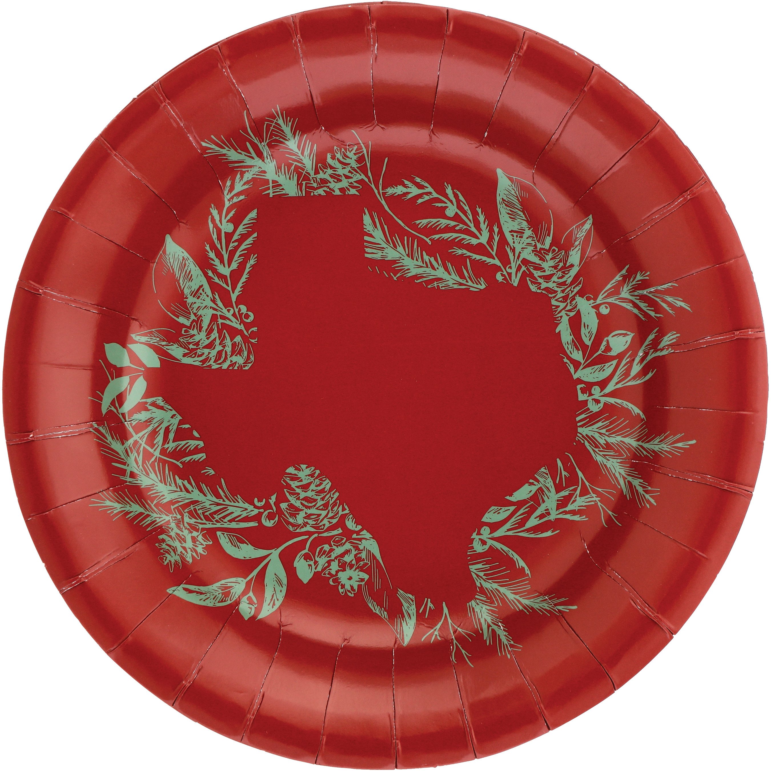Destination Holiday Christmas Texas Wreath Paper Plates Red, 10 Ct