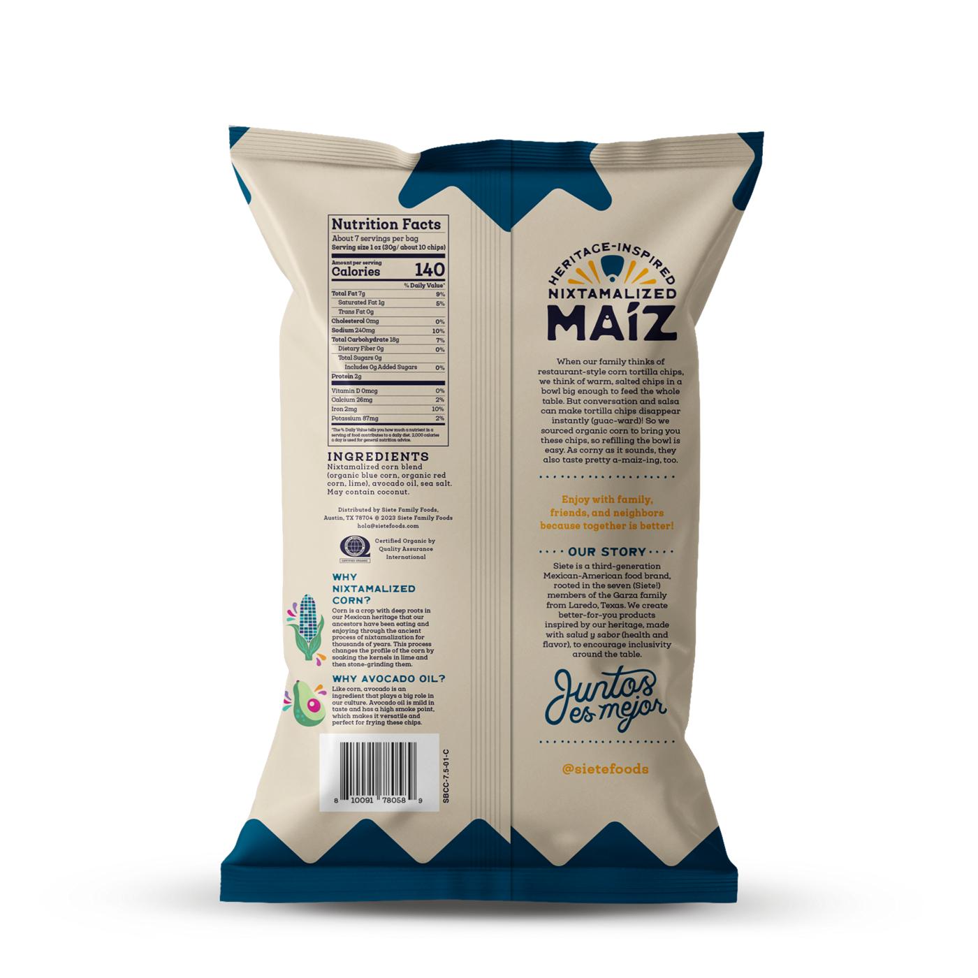 Siete Corn Tortilla Chips Maiz Totopos - Blue Corn; image 2 of 2