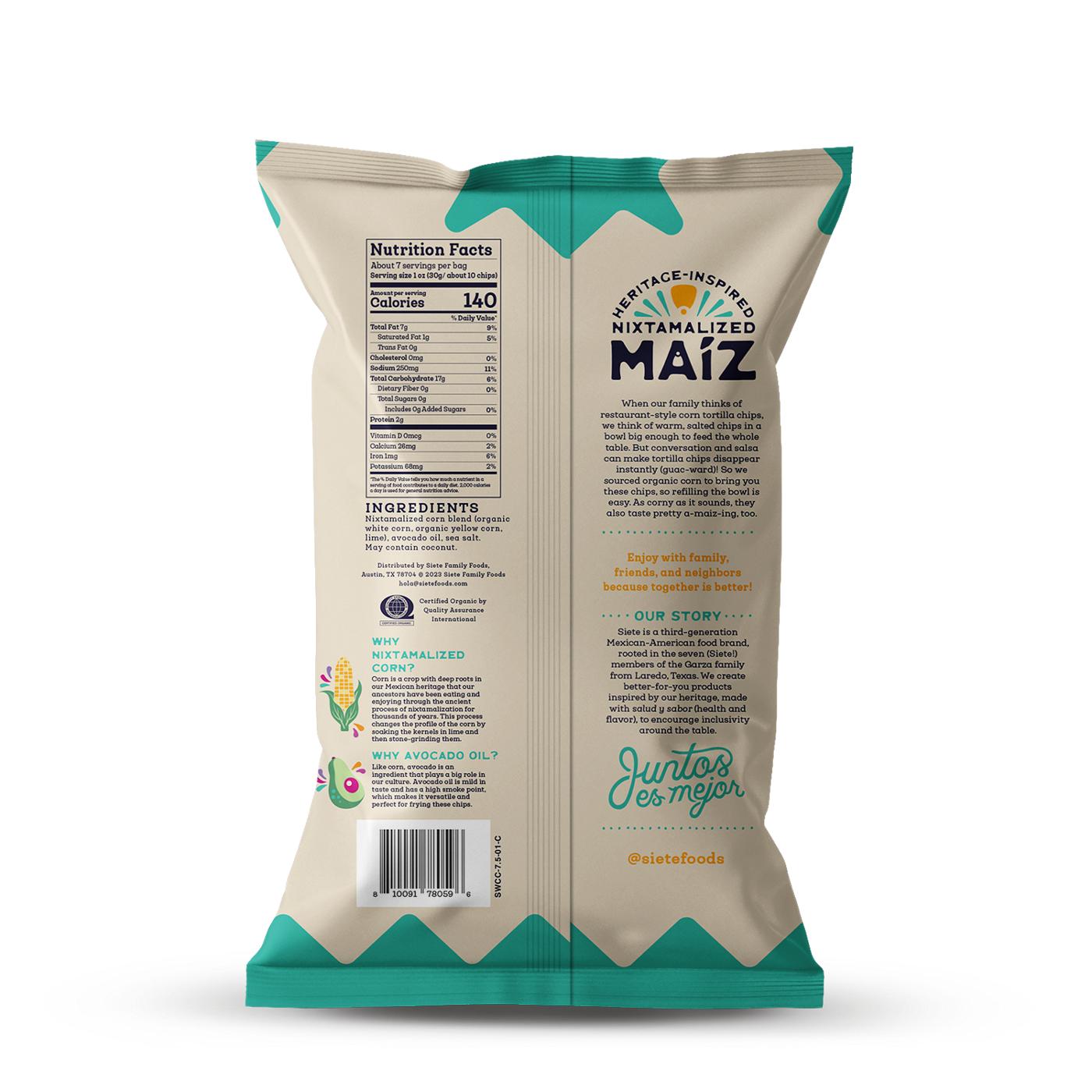 Siete Corn Tortilla Chips Maiz Totopos - Sea Salt; image 2 of 2