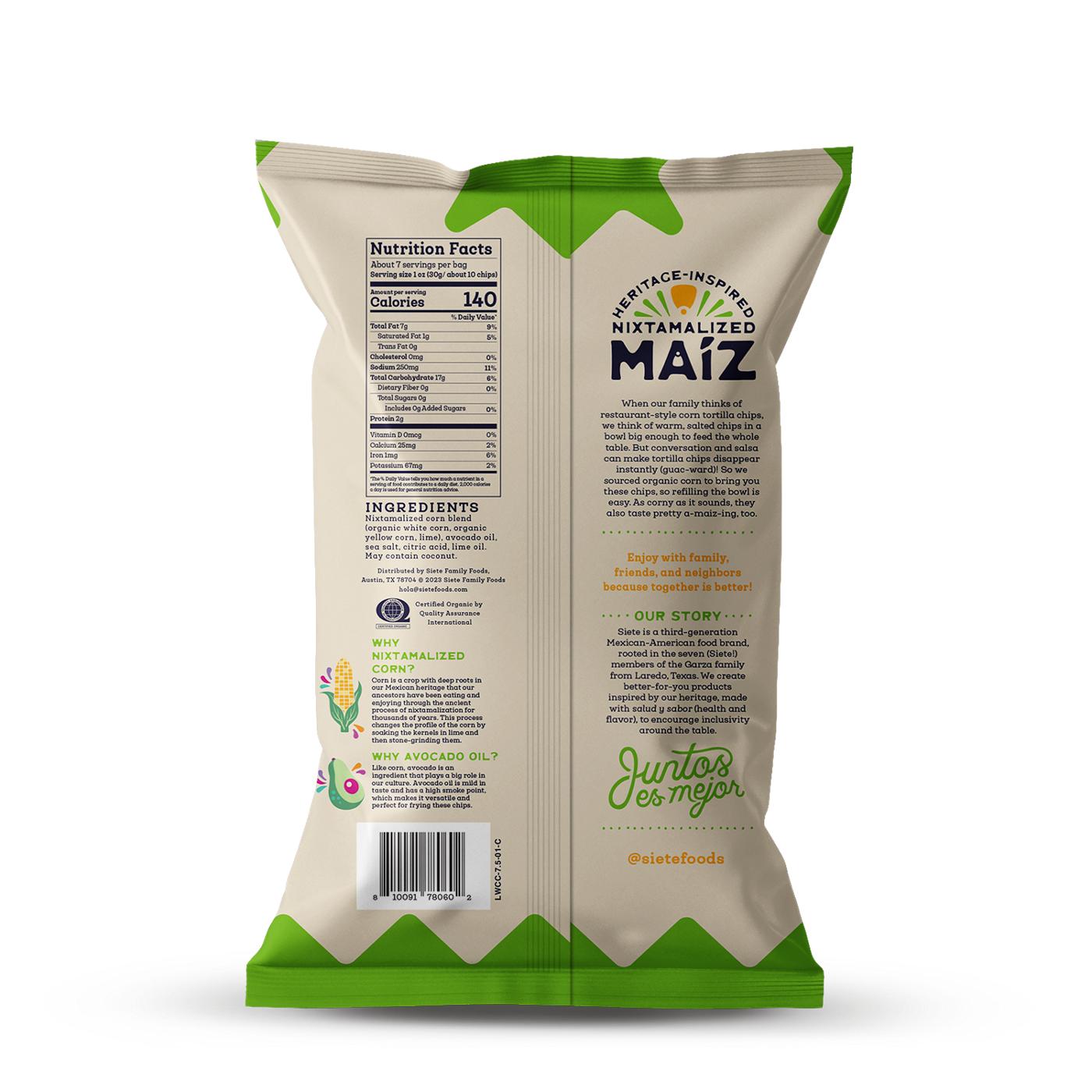 Siete Corn Tortilla Chips Maiz Totopos - Lime; image 2 of 2