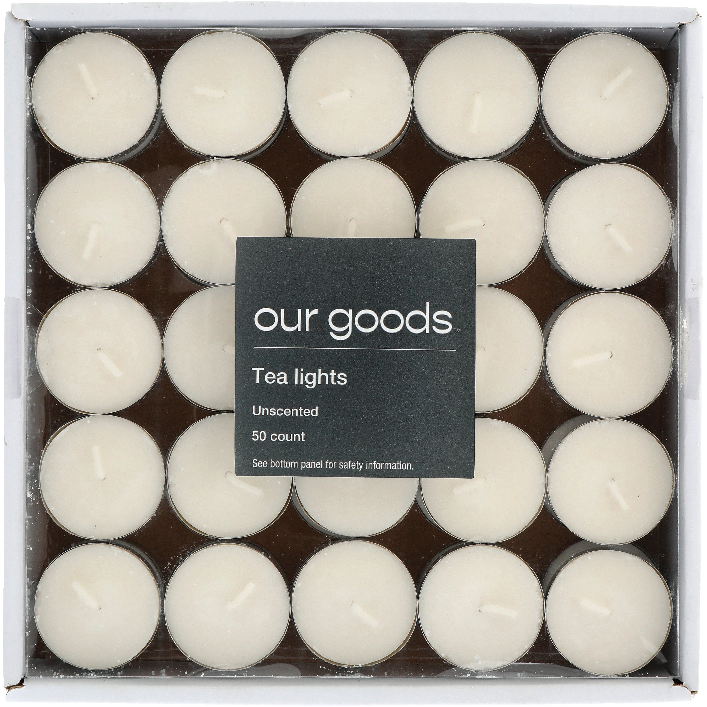 our goods Unscented Tea Lights - White, 50 ct
